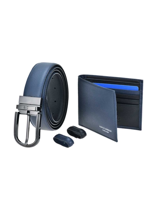 Tumbled Leather Wallet & Belt (Gun Metal Buckle) Gift Set